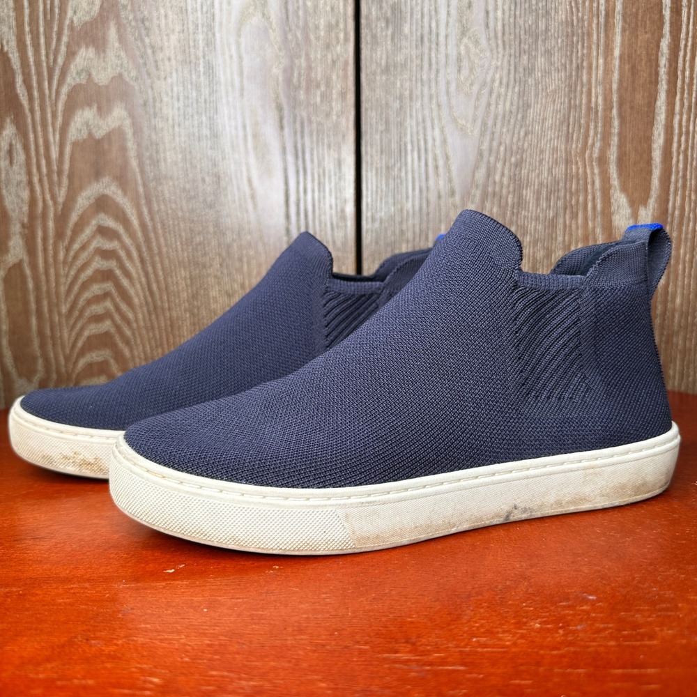 ROTHYS‎ The Points Knit Slip On Sneakers Navy Blue Size 7 High Loafers No Strap